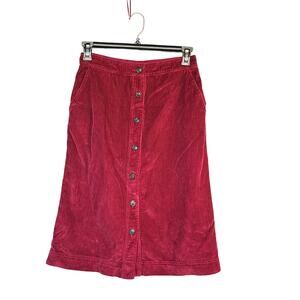 Gap Skirt Small Cotton Corduroy Button Front Pockets Maroon Y2K